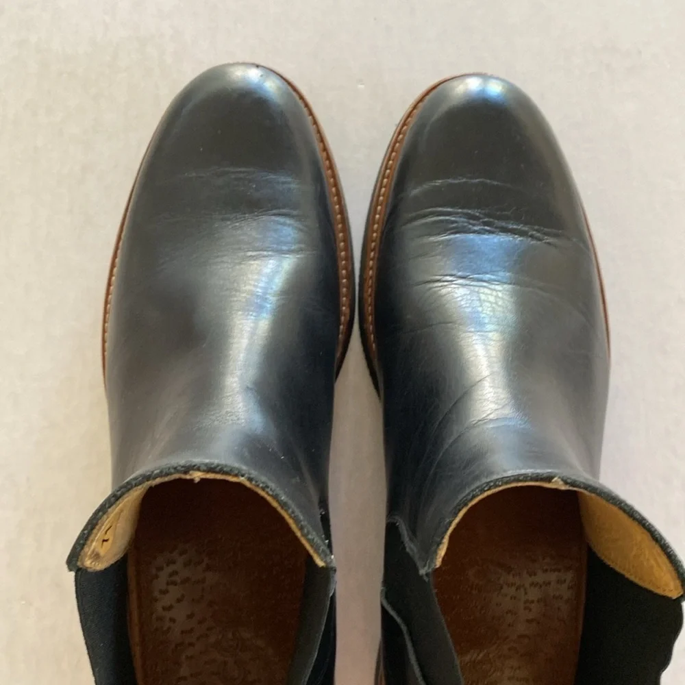 Samuel Hubbard Men's Black Leather Chelsea Boots with Brown Trim Size 8.5